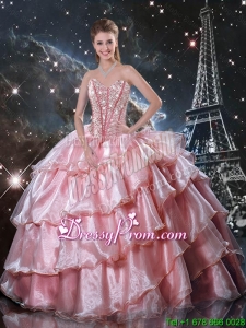 Fabulous Sweetheart Beaded Quinceanera Gowns in Baby Pink