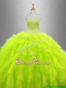 Yellow Green Beautiful Quinceanera Dresses with Ruffles