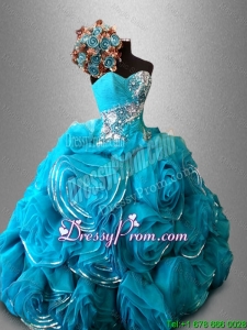 2015 Artistic Sweetheart Quinceanera Dresses with Beading and Rolling Flowers