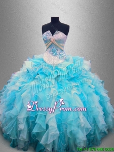 Beautiful Strapless Beading and Ruffles Quinceanera Gowns in Organza