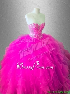 Fashionable Ball Gown Ruffles Sweet 16 Gowns with Beading