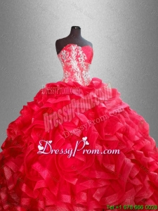 Fashionable Red Quinceanera Dresses with Beading and Ruffles