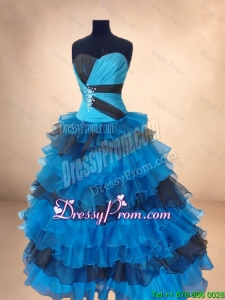 New Arrivals Beaded Multi Color Quinceanera Gowns with Ruffled Layers