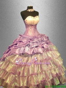 2015 Flirting Sweetheart Quinceanera Dresses with Beading and Ruffled Layers