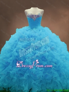 Beautiful Aqua Blue Ball Gown Quinceanera Gowns with Sweetheart