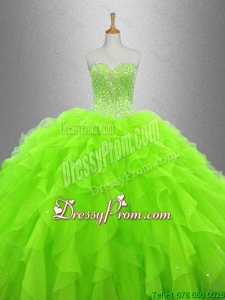 Cheap Beaded and Ruffles Quinceanera Gowns in Organza