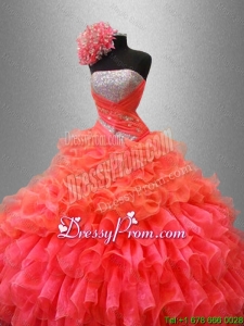 Organza Ruffles Fashionable Sweet 16 Dresses with Sequins