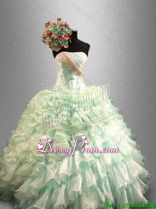 Pretty 2015 Strapless Quinceanera Dresses with Beading and Ruffles