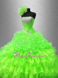 Best Selling Strapless Quinceanera Gowns in Spring Green
