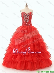 Popular Beaded and Ruffled Layers Quinceanera Dresses in Red