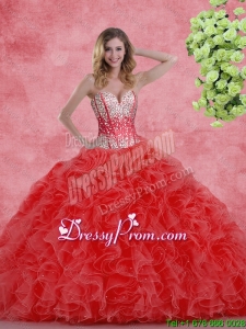 2015 Fall Pretty Sweetheart Beaded Quinceanera Dresses with Ruffles