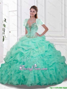 2015 Fall Beautiful Sweetheart Quinceanera Gowns with Beading and Ruffles