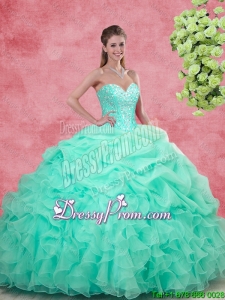 Affordable Sweetheart Apple Green Quinceanera Gowns with Beading