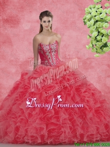 New Style Strapless Beaded and Ruffles Quinceanera Dresses for 2016