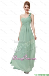 Classical One Shoulder Prom Dresses 2015 with Hand Made Flowers