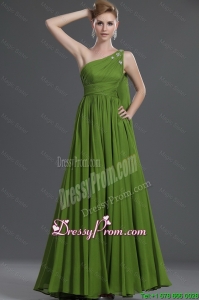 Discount A Line One Shoulder Prom Dresses with Watteau Train