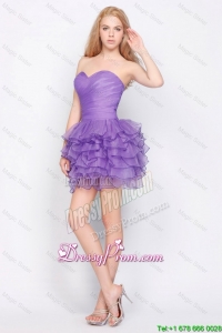 Pretty Sweetheart Lavender Short Prom Dresses 2015 with Ruffled Layers