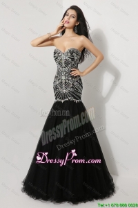 2016 Luxurious Mermaid Sweetheart Beaded Prom Dresses in Black