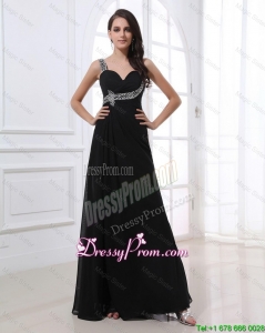 Fashionable Empire Straps Beading Prom Dresses in Black for 2016