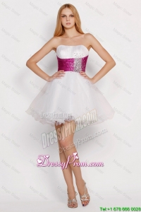 Pretty White Princess Short Prom Dresses 2016 with Beading and Belt