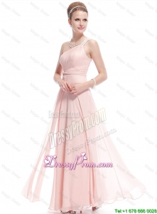 Beautiful Beaded Side Zipper Prom Dresses in Baby Pink