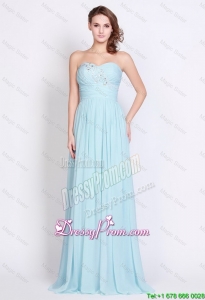 Beautiful Light Blue Brush Train Prom Dresses with Side Zipper