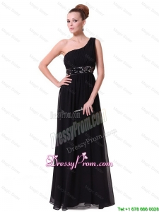 Pretty One Shoulder Sequined Prom Dresses in Black