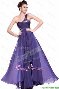 New Arrivals One Shoulder Purple Prom Dresses 2015 with Beading