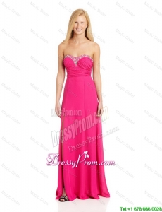 Best Empire Sweetheart Prom Dresses with Brush Train in Hot Pink