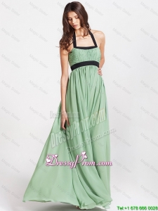 Best Spring Modern Halter Top Prom Dresses with Ruching and Belt