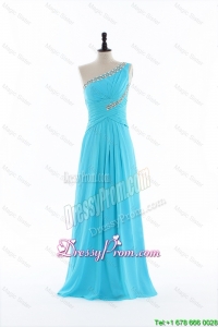 Brand New 2016 Beading and Ruching Aqua Blue Prom Dresses