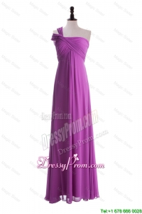 Custom Made Empire One Shoulder Prom Dresses with Ruching