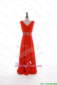 Custom Made Empire V Neck Prom Dresses with Beading and Sequins