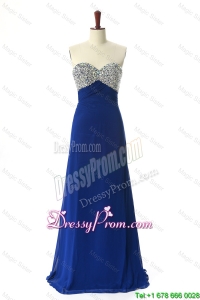 Perfect 2016 Beading Sweep Train Prom Dresses in Royal Blue