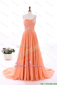 2016 Spring Empire Asymmetrical Prom Dresses with Beading