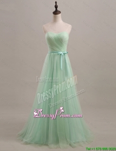 Exquisite 2016 Summer Apple Green Prom Dresses with Sweep Train