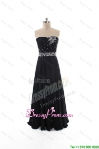 Simple Empire Strapless Beaded Prom Dresses in Black