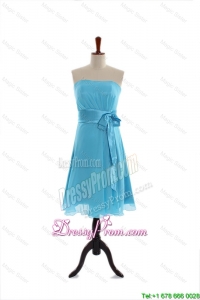 Vintage Belt and Bowknot Short Prom Dress in Aqua Blue for 2016
