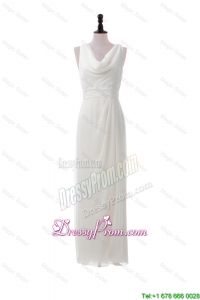 Vintage Empire V Neck Long Prom Dresses in White