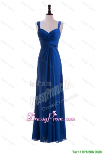 Custom Made Empire Straps Prom Dresses with Ruching in Blue
