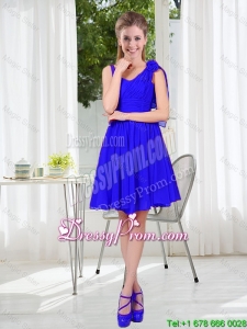 2016 Fall Straps Short Dama Dresses in Royal Blue
