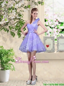 Elegant A Line Hand Made Flowers Dama Dresses with One Shoulder