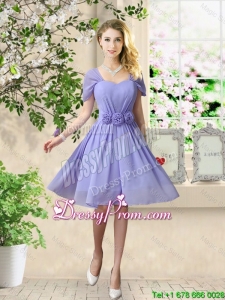 Elegant Hand Made Flowers Dama Dresses with Short Sleeves