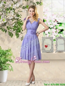 Luxurious Hand Made Flowers Dama Dresses with V Neck