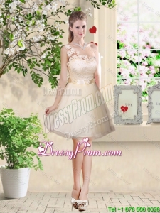 Pretty One Shoulder Champagne Dama Dresses with Appliques