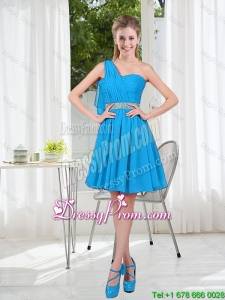 Affordable Short One Shoulder Prom Dress with Beading