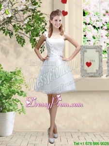 Discount One Shoulder Appliques Prom Dresses in White