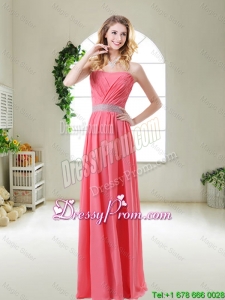 Elegant Strapless Prom Dresses in Watermelon Red