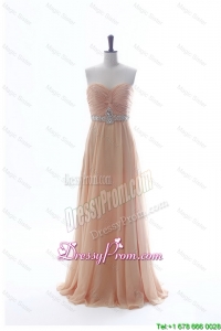 Most Popular Beading Long Prom Dresses in Peach for 2016 Summe