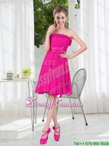 Summer A Line Strapless Short Prom Dresses with Bowknot